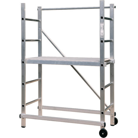 Facal – Échafaudage roulant aluminium 1,50 m – Hauteur de travail max 6,90 m – Charge max 200 kg – Montage rapide sans outils