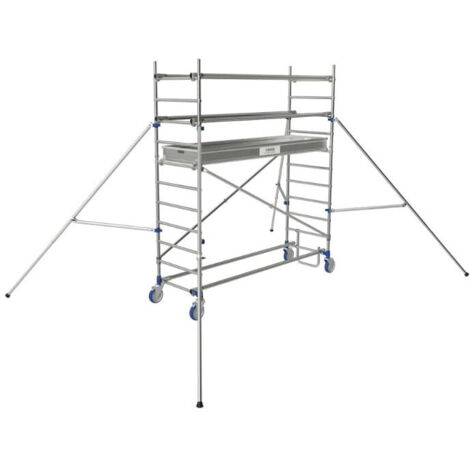 Tubesca Comabi – Échafaudage roulant aluminium CROSS 250 – Hauteur de travail max 3,85 m – Dimensions planchers 240 x 65 cm – 26404720
