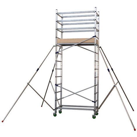 Facal – Échafaudage roulant aluminium – Hauteur de travail max 5 m – Structure légère avec montage rapide – Plateau antidérapant 0,68 m x 1,41 m - ALTO5