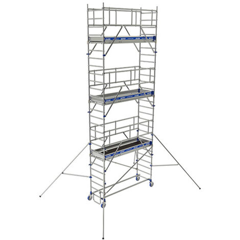 Tubesca Comabi – Échafaudage roulant 3 plateaux – Hauteur de travail max 8,85 m – Charge admissible 200 kg/m² – Aluminium soudé haute résistance – 22403770