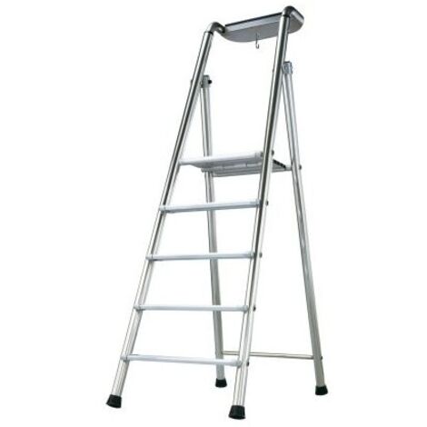 TUBESCA-Comabi - Escabeau aluminium grande plateforme Probat – 4 à 12 marches - Hauteur de plancher 1,67m (1/5)