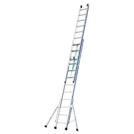 Tubesca Comabi – Échelle coulissante à corde 11,94 m – 2 plans 2 x 23 marches – Roulettes non tâchantes – Stabilisateurs latéraux réglables (1/5)