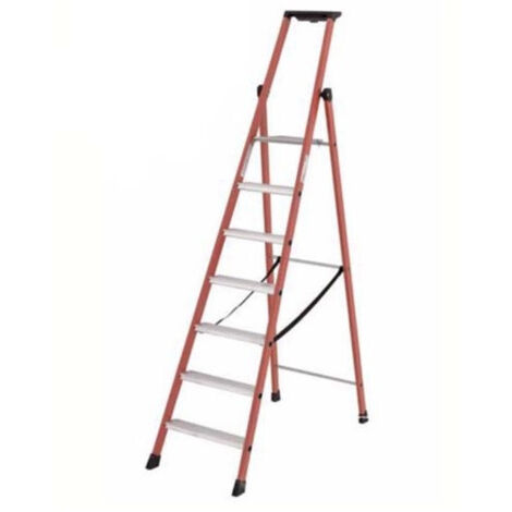 Tubesca Comabi – Escabeau en fibre de verre 7 marches – Antidérapantes 80mm – Hauteur max 3,61m – Charge 150kg – Articulations aluminium anti-grippage