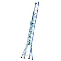 Tubesca Comabi – Échelle coulissante à corde 3 plans – Aluminium HR – Longueur déployée 8,86 m – Stabilisateurs réglables – Échelons antidérapants 30x30mm