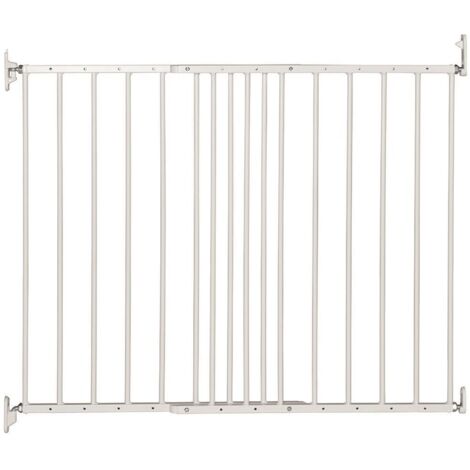 Safetots Top of The Stairs Screw Fitted Stair Gate, White Metal, 62.5cm - 106.8cm, Metal Baby Gate, Safety Barrier