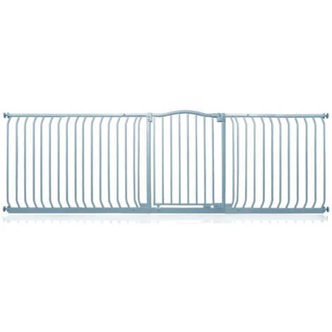 Safetots Curved Top Safety Gate, 234cm - 243cm, Matt Grey, Pressure Fit Stair Gate