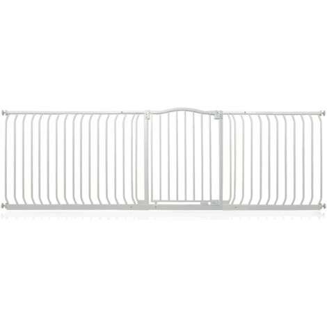 Safetots Curved Top Safety Gate, 234cm - 243cm, Matt White, Pressure Fit Stair Gate