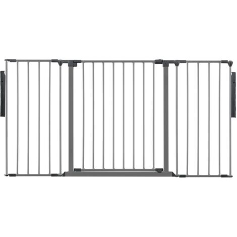 Safetots Premium Multi Panel Room Divider, up to 148cm Wide, Grey, 70cm Tall, Flexible Barrier with Door for Baby and Toddler