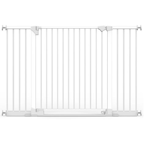 Safetots SafeStep Gate, White, 152cm - 159cm, Extra Low Walkthough, 81cm Extra Wide Doorway, Extra Wide Baby Gate