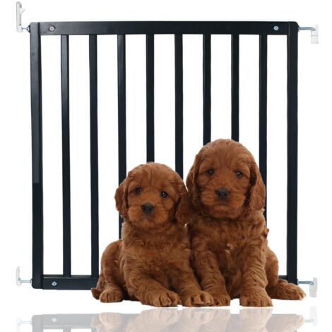 Bettacare Simply Secure Wooden Screw Fit Gate, 72cm - 79cm, Black, Wooden Dog Gate Gate, Screw Fit Pet Stair Gate, Puppy Gate
