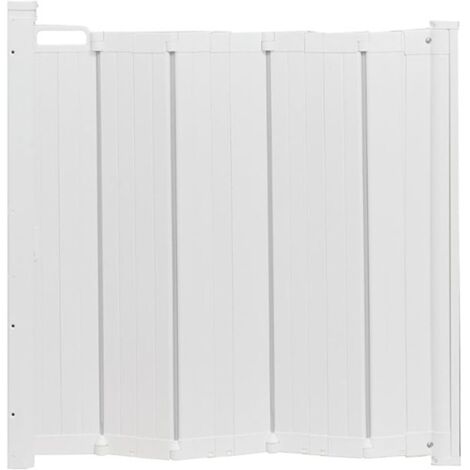 Safetots Automatic Folding Retractable Baby Gate, 55cm - 113.5cm, White, Folding Stair Gate for Babies, Retractable Safety Gate (1/5)