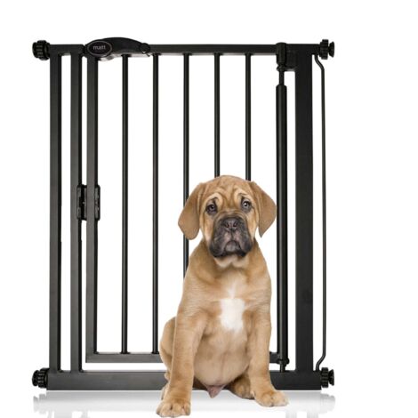Bettacare Auto Close Pet Gate, 68.5cm - 75cm, Matt Black, Narrow, Narrow Pressure Fit Stair Gate for Dog & Puppy