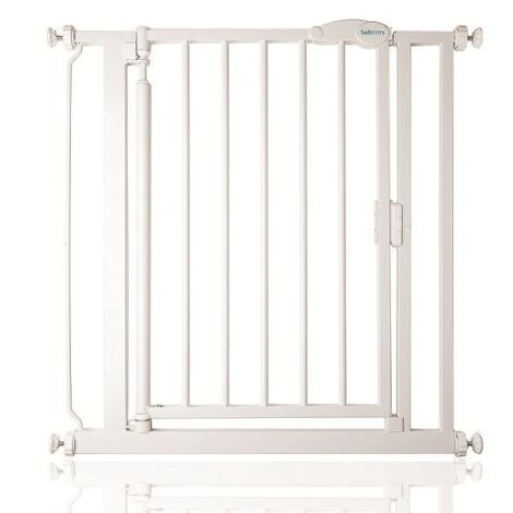 Safetots Pressure Fit Self Closing Stair Gate, 75cm - 82cm, White, Auto Closing Baby Gate, Safety Barrier (1/5)