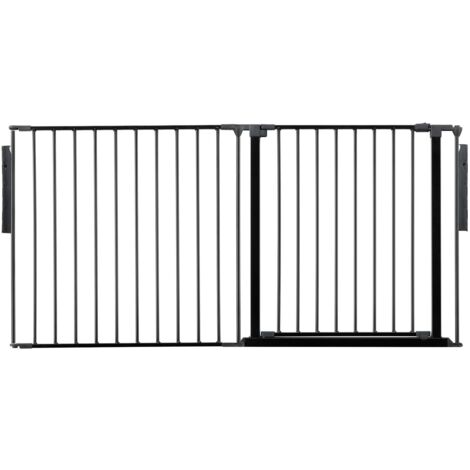 Safetots Premium Multi Panel Room Divider, up to 154cm Wide, Black, 70cm Tall, Flexible Barrier with Door for Baby and Toddler