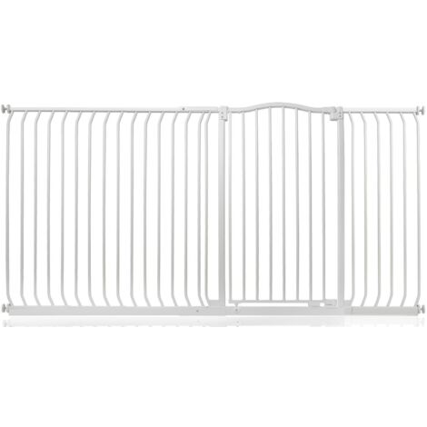 Safetots Extra Tall Curved Top Safety Gate, 198cm - 207cm, Matt White, Extra Tall 100cm in Height, Pressure Fit Stair Gate