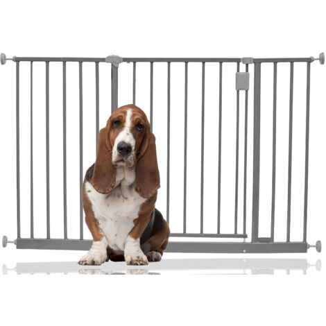Bettacare Extra Wide Hallway Dog Gate, 116cm - 121cm, Grey, Pressure Fit Pet Gate, Puppy Safety Barrier