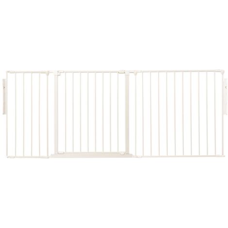 Safetots Premium Multi Panel Room Divider, up to 187cm Wide, White, 70cm Tall, Flexible Barrier with Door for Baby and Toddler