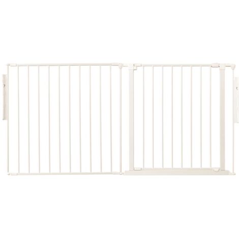 Safetots Premium Multi Panel Room Divider, up to 154cm Wide, White, 70cm Tall, Flexible Barrier with Door for Baby and Toddler