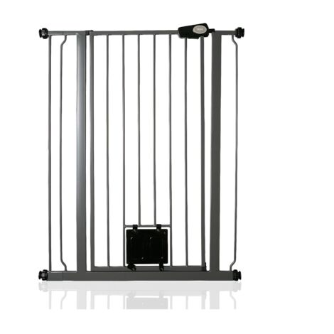 Bettacare Pet Gate with Lockable Cat Flap, 81.4cm - 89cm, Slate Grey, 104cm in Height