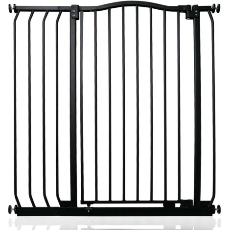 Bettacare Extra Tall Curved Top Dog Gate, 89cm - 98cm, Matt Black, Extra Tall 100cm in Height, Pressure Fit Pet Gate