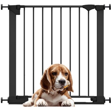 Bettacare SafeStep Dog Gate, Black, 75cm - 82cm, Extra Low Walkthrough, Pressure Fit Safety Gate, Pet Gate for Stairs and Doors