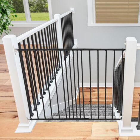 Safetots Top of The Stairs Screw Fitted Stair Gate, Black Metal, 62.5cm - 106.8cm, Metal Baby Gate, Safety Barrier