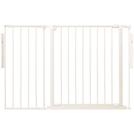 Safetots Premium Multi Panel Room Divider, up to 115cm Wide, White, 70cm Tall, Flexible Barrier with Door for Baby and Toddler