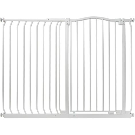 Bettacare Extra Tall Curved Top Dog Gate, 125cm - 134cm, Matt White, Extra Tall 100cm in Height, Pressure Fit Pet Gate