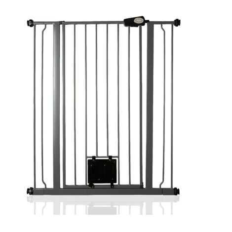 Bettacare Pet Gate with Lockable Cat Flap, 87.9cm - 95.5cm, Slate Grey, 104cm in Height