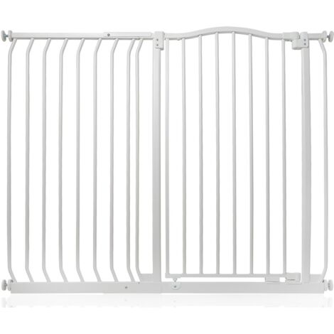 Bettacare Extra Tall Curved Top Dog Gate, 116cm - 125cm, Matt White, Extra Tall 100cm in Height, Pressure Fit Pet Gate