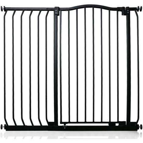 Bettacare Extra Tall Curved Top Dog Gate, 98cm - 107cm, Matt Black, Extra Tall 100cm in Height, Pressure Fit Pet Gate