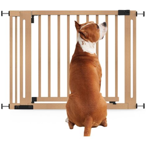 Bettacare Wooden Elegance Dog Gate, Natural, 105cm - 113cm, Pressure Fit Pet Gate, 73cm Extra Wide Doorway, Easy Installation