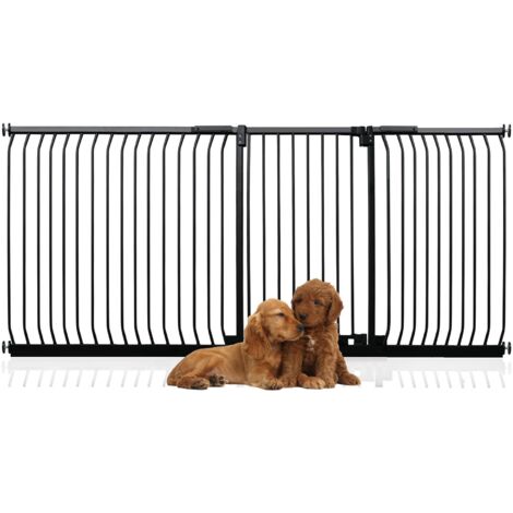 Bettacare Extra Tall Elite Dog Gate, 225cm - 234cm, Matt Black, Extra Tall 96.8cm in Height, Pressure Fit Pet Gate