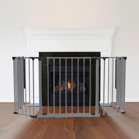 Safetots Multi Panel Fire Surround, 82cm Deep x 104cm Wide, Grey, 70cm Tall, Child and Pet Safety, Baby and Toddler Fire Guard
