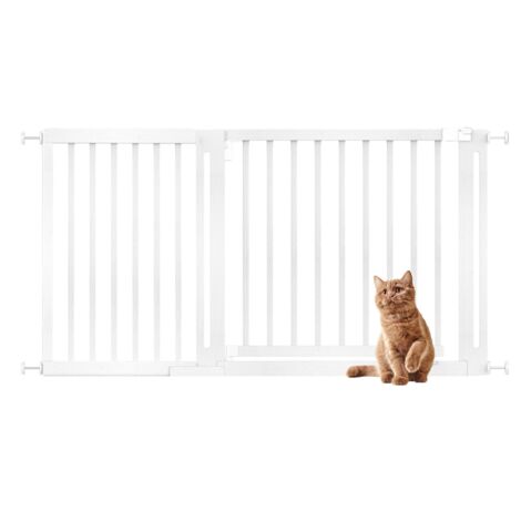Bettacare Wooden Elegance Dog Gate, White, 145cm - 153cm, Pressure Fit Pet Gate, 73cm Extra Wide Doorway, Easy Installation