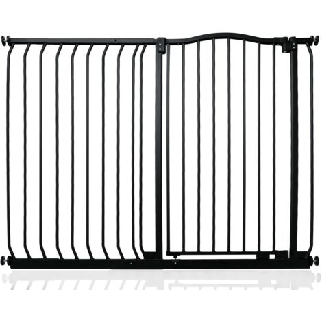 Bettacare Extra Tall Curved Top Dog Gate, 125cm - 134cm, Matt Black, Extra Tall 100cm in Height, Pressure Fit Pet Gate