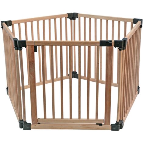 Safetots Wooden Play Den, Pentagon, 5 x 80cm, Natural Wood, Play Den for Toddlers, Large Play Pen, Easy Installation