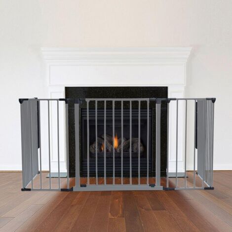 Safetots Multi Panel Fire Surround, 77cm Deep x 138cm Wide, Grey, 70cm Tall, Child and Pet Safety, Baby and Toddler Fire Guard