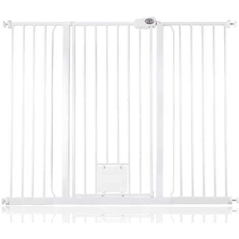 Bettacare Pet Gate with Lockable Cat Flap, 133.2cm - 140.8cm, White, 104cm in Height