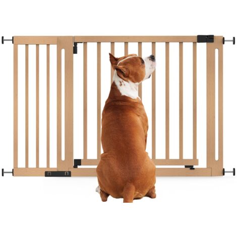 Bettacare Wooden Elegance Dog Gate, Natural, 125cm - 133cm, Pressure Fit Pet Gate, 73cm Extra Wide Doorway, Easy Installation