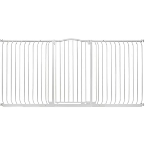 Bettacare Extra Tall Curved Top Dog Gate, 197cm - 206cm, Matt White, Extra Tall 100cm in Height, Pressure Fit Pet Gate