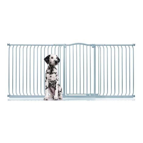 Bettacare Extra Tall Curved Top Dog Gate, 225cm - 234cm, Matt Grey, Extra Tall 100cm in Height, Pressure Fit Pet Gate