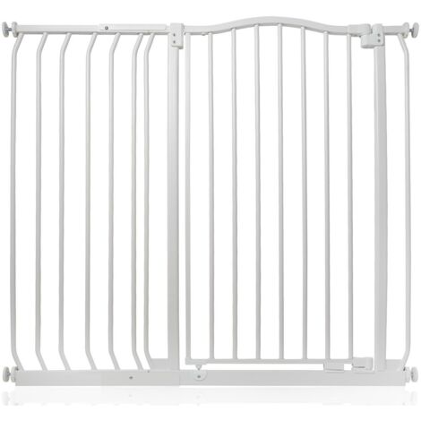 Bettacare Extra Tall Curved Top Dog Gate, 107cm - 116cm, Matt White, Extra Tall 100cm in Height, Pressure Fit Pet Gate