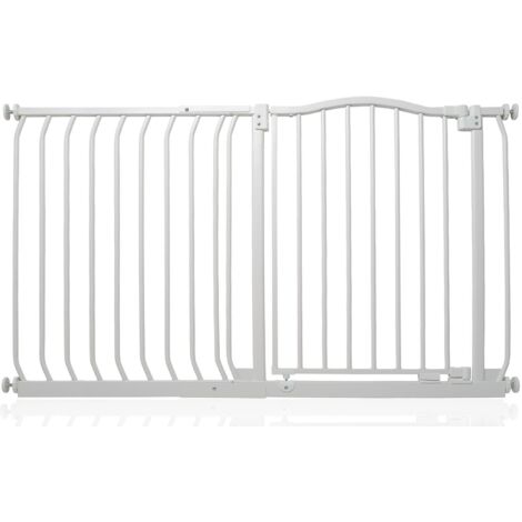 Bettacare Curved Top Dog Gate, 125cm - 134cm, Matt White, Pressure Fit Pet Gate for Dog and Puppy, Pet and Dog Barrier