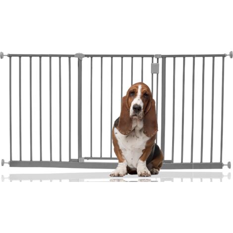 Bettacare Extra Wide Hallway Dog Gate, 140cm - 146cm, Grey, Pressure Fit Pet Gate, Puppy Safety Barrier