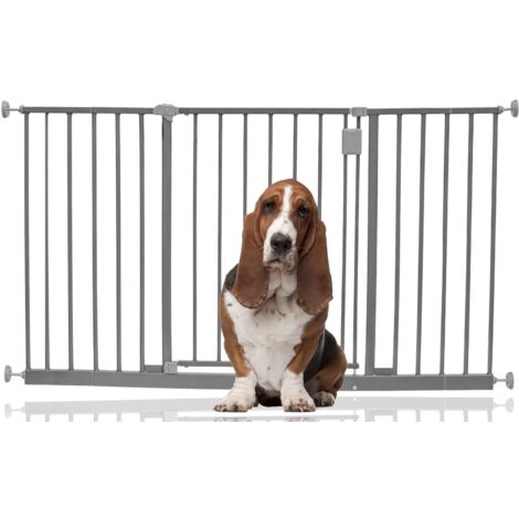 Bettacare Extra Wide Hallway Dog Gate, 128cm - 134cm, Grey, Pressure Fit Pet Gate, Puppy Safety Barrier