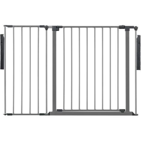 Safetots Premium Multi Panel Room Divider, up to 115cm Wide, Grey, 70cm Tall, Flexible Barrier with Door for Baby and Toddler