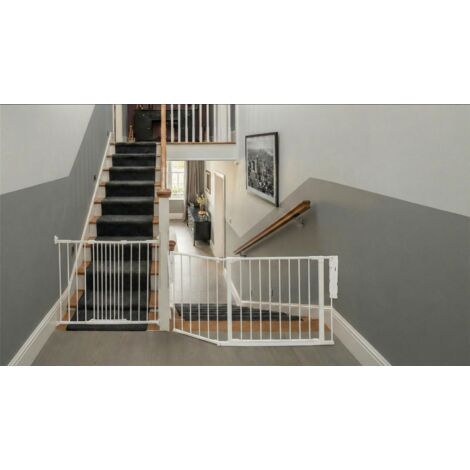 Safetots Solution for Up and Down Staircases, White, Multi Panels, up to 115cm, and, Screw Fit Gate, 67cm - 105.5cm