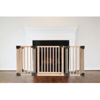 Safetots Wooden Multi Panel Fire Surround, 48cm Deep x 160cm Wide, Natural Wood, 76cm Tall, Baby and Toddler Fire Guard