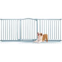 Bettacare Curved Top Dog Gate, 188cm - 197cm, Matt Grey, Pressure Fit Pet Gate for Dog and Puppy, Pet and Dog Barrier